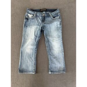 Maurices Premium Straight Leg Capri Jeans Womens 18 Blue Embellished Western
